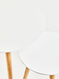 Orsina Round Nest of 2 Tables, Gloss Finish Nesting Table, Versatile Coffee Tables, Small Tables for Living Room in White - thumbnail 4