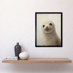 "Artery8 Wall Art Print Adorable Baby Seal Pup Portrait Oil Painting Calming Kids Bedroom Cute Arctic Animal Artwork Art Framed - Size: W12"" x H16""" - thumbnail 2