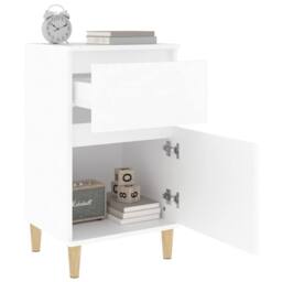 Berkfield Home Bedside Cabinet White 40x35x70 cm - Size: 40 x 35 x 70 cm - thumbnail 5