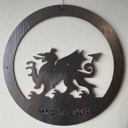 Poppyforge Welsh Dragon Welcome Wall Art, Small, Steel, W29.5 x H29.5 cm - BM/RtR in Black - thumbnail 2