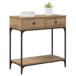 Berkfield Home Console Table Artisan Oak 75x34.5x75 cm Engineered Wood in Brown - thumbnail 3