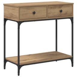 Berkfield Home Console Table Artisan Oak 75x34.5x75 cm Engineered Wood in Brown - thumbnail 2