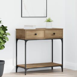 Berkfield Home Console Table Artisan Oak 75x34.5x75 cm Engineered Wood in Brown - thumbnail 1