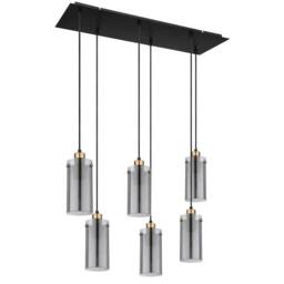 Netlighting Fanni Cluster Pendant Matt Black Smoke Glass Shade 6x E27 - thumbnail 2
