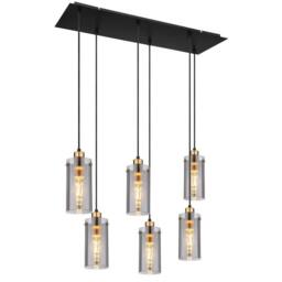 Netlighting Fanni Cluster Pendant Matt Black Smoke Glass Shade 6x E27 - thumbnail 1