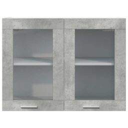 Berkfield Home Hanging Glass Cabinet Lyon Concrete Grey 80x31x60 cm - Size: 80 x 31 x 60 cm - thumbnail 4