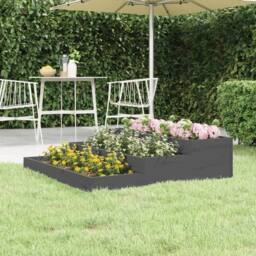 Berkfield Home Planter Grey 107x107x27 cm Solid Wood Pine - Size: 107 x 107 x 27 cm - thumbnail 2