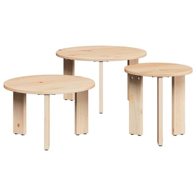 Berkfield Home Coffee Table 3 pcs Natural Solid pine wood - image 1