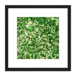 Artery8 Crops Kansas Satellite Image Photograph 8X8 Inch Square Wooden Framed Wall Art Print Picture with Mount in Black - thumbnail 1