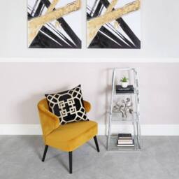 HOME LUXE INTERIOR Logan Steel & Clear Glass 3 Tier Ladder Display Unit - thumbnail 1