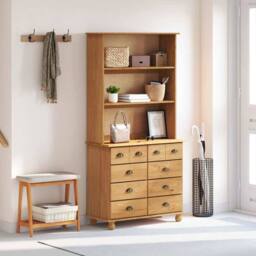 Berkfield Home Hutch 'ASKIM'Honey Brown 91x40x183 cm Solid Wood Pine - Size: 91 x 40 x 183 cm - thumbnail 4
