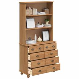 Berkfield Home Hutch 'ASKIM'Honey Brown 91x40x183 cm Solid Wood Pine - Size: 91 x 40 x 183 cm