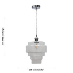 First Choice Lighting Set of 2 Benson - 5 Tier Glass & Chrome Ceiling Pendant Lights in Clear - thumbnail 6