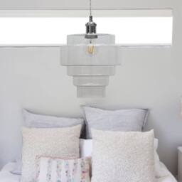 First Choice Lighting Set of 2 Benson - 5 Tier Glass & Chrome Ceiling Pendant Lights in Clear - thumbnail 4
