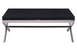 Orsina Natural Wood Coffee Table With Cross Base Design, Rectangular Wooden Table For Livingroom, Solid Mango Wood in Black - thumbnail 3