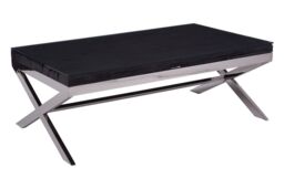 Orsina Natural Wood Coffee Table With Cross Base Design, Rectangular Wooden Table For Livingroom, Solid Mango Wood in Black - thumbnail 6
