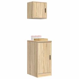Berkfield Home Garage Cabinets 2 pcs Sonoma Oak Engineered Wood in Brown - thumbnail 4