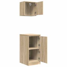 Berkfield Home Garage Cabinets 2 pcs Sonoma Oak Engineered Wood in Brown - thumbnail 5
