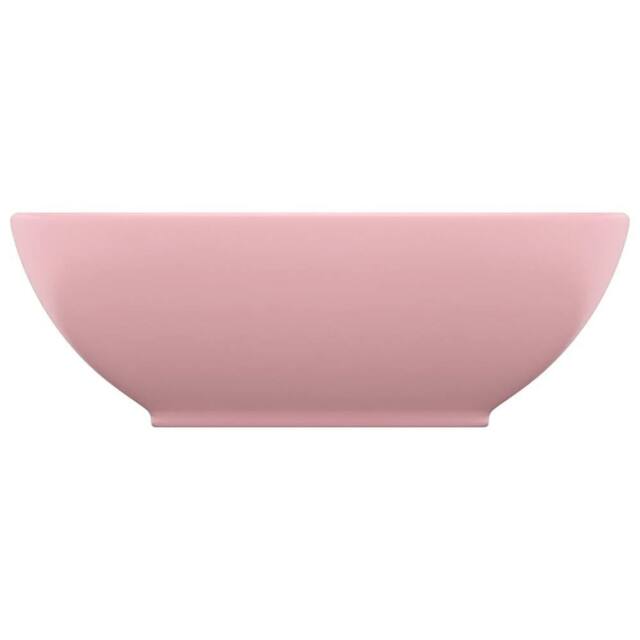 Berkfield Home Luxury Basin Oval-shaped Matt Pink 40x33 cm Ceramic - image 1