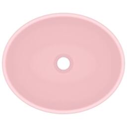 Berkfield Home Luxury Basin Oval-shaped Matt Pink 40x33 cm Ceramic - thumbnail 4