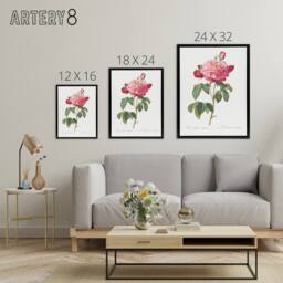 "Artery8 French Rose Botanical Redoute Vintage Black Framed Canvas Wall Art in White - Size: W12"" x H16""" - thumbnail 4