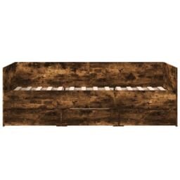Berkfield Home Daybed with Drawers without Mattress Smoked Oak 90x190 cm Single in Brown - thumbnail 4