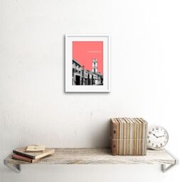 "Artery8 Wall Art Print Stockbridge Edinburgh Scotland Landmark Coral Framed Art in White - Size: W7"" x H9""" - thumbnail 2