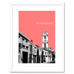 "Artery8 Wall Art Print Stockbridge Edinburgh Scotland Landmark Coral Framed Art in White - Size: W7"" x H9""" - thumbnail 1