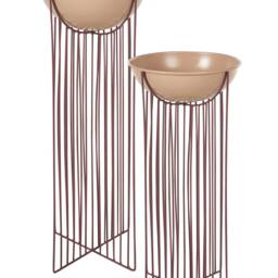 Wyld and Coco Pink Iron Plant Stands Set of 2 55cm and 45cm Indoor - thumbnail 2