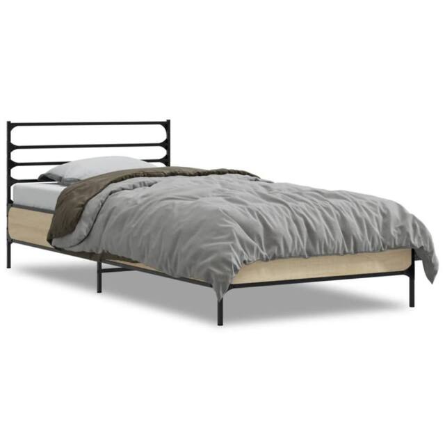 Berkfield Home Bed Frame without Mattress Sonoma Oak 75x190 cm Small Single in Light Oak - image 1