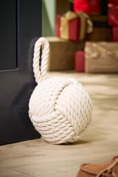Dibor Traditional Cream Cotton Rope Ball Knot Door Stopper Decorative Door Stop - thumbnail 1