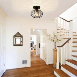 COMELY Crystal Ceiling Lights, Industrial Mini Semi Flush Mount Ceiling Lights in Black - thumbnail 2