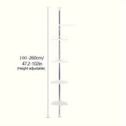 VOGREX 4 Tier Silver Telescopic Bathroom Wall Corner Shelf Rack in White - thumbnail 2