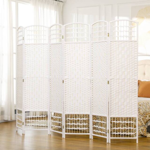 HOMCOM 6 Panel Folding Room Divider, Freestanding Privacy Screen, White - image 1