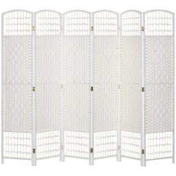HOMCOM 6 Panel Folding Room Divider, Freestanding Privacy Screen, White - thumbnail 2