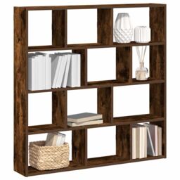 Berkfield Home Wall Cube Shelf 12 Compartments Smoked Oak Engineered Wood in Brown