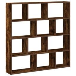 Berkfield Home Wall Cube Shelf 12 Compartments Smoked Oak Engineered Wood in Brown - thumbnail 6