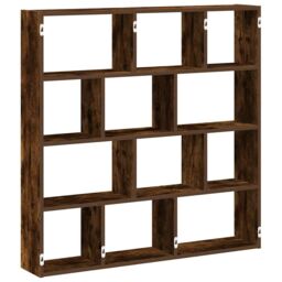 Berkfield Home Wall Cube Shelf 12 Compartments Smoked Oak Engineered Wood in Brown - thumbnail 2