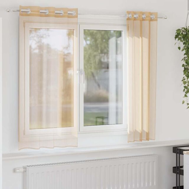 Berkfield Home Voile Curtains with Grommets 2 pcs Sand in Brown - image 1