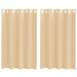 Berkfield Home Voile Curtains with Grommets 2 pcs Sand in Brown - thumbnail 2