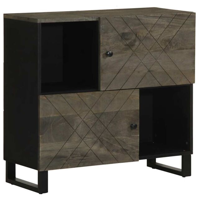 Berkfield Home Sideboard Black 80x33x75 cm Solid Wood Mango - Size: 80 x 33 x 75 cm - image 1