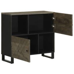 Berkfield Home Sideboard Black 80x33x75 cm Solid Wood Mango - Size: 80 x 33 x 75 cm - thumbnail 2