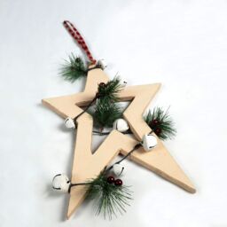 Shatchi Wooden Hanging Decoration Star Shape Cream 18X1.2X26 CM - thumbnail 3