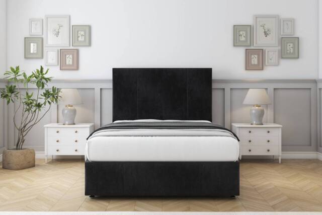 "Comfort Beds Arya Naples Divan Set 2 Drawers-26"" Headboard-Footboard in Black - Size: Super King" - image 1