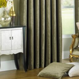 Paoletti Wellesley Eyelet Curtains in Brown - Size: 168 cm width x 183 cm drop - thumbnail 3