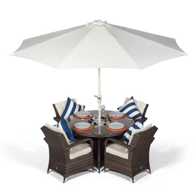 Thats Furniture Arizona Round 4 Seater Patio Dining Set with Ice Bucket Drinks Cooler in Brown - image 1