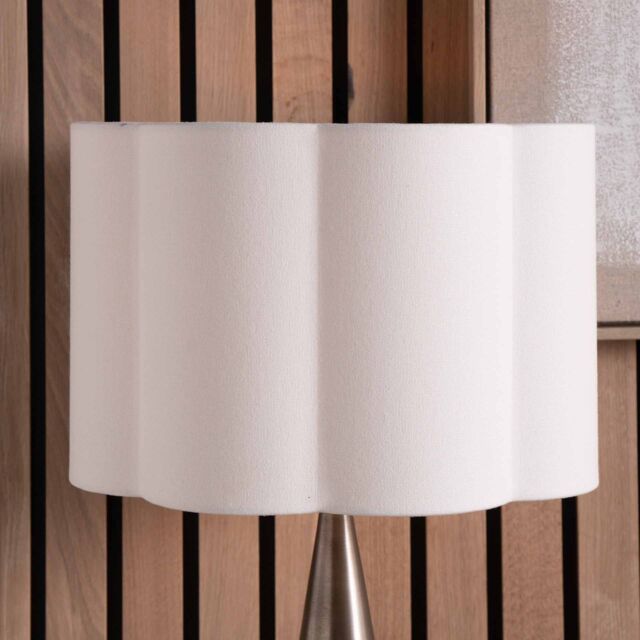 Ruma White Handloom Scalloped Cylinder Shade for Table Lamps - Size: 16 inches - image 1