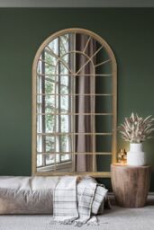 "MirrorOutlet Large Country Arch Wall Mirror 71"" x 40"" (180x103cm) Sand Colour in Cream - Size: 1 Pack"