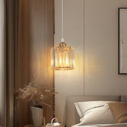 Goeco Modern Crystal Pendant Lights K9 Glass Pendant Light Simple Chandelier in Gold - thumbnail 6