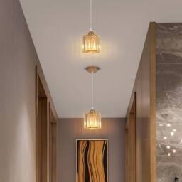 Goeco Modern Crystal Pendant Lights K9 Glass Pendant Light Simple Chandelier in Gold - thumbnail 8